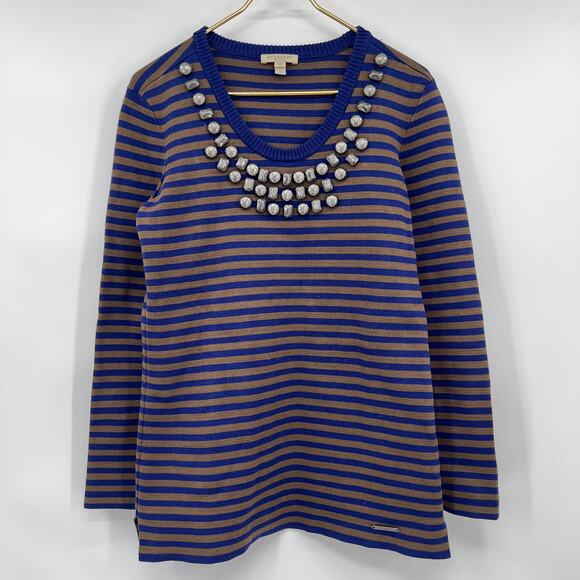 Burberry Blue and Brown Striped Sweater - Picture 1 of 6